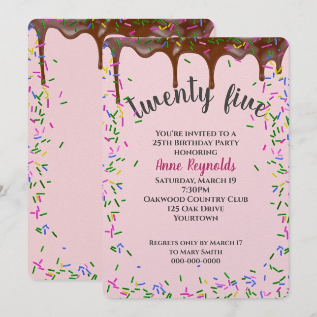 Convites Ícones de chocolate com borrão para o aniversário  (Frente/Verso)