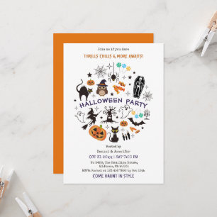 Convites Ícones de Esqueleto para Festa de Halloween Assust
