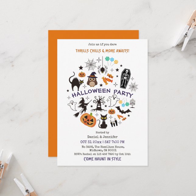 Convites Ícones de Esqueleto para Festa de Halloween Assust (Frente/Verso In Situ)