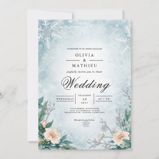 Convites Icy Bloom Winter Romance Wedding