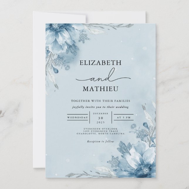 Convites Icy Blue Floral Archway Wedding (Frente)