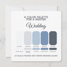 Convites Icy Blue Frosted Gray Winter Wedding Palette Card
