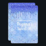 Convites Icy Blue Glitter Drip Mermaid Sweet 16 Party<br><div class="desc">Personalizar para qualquer evento.</div>