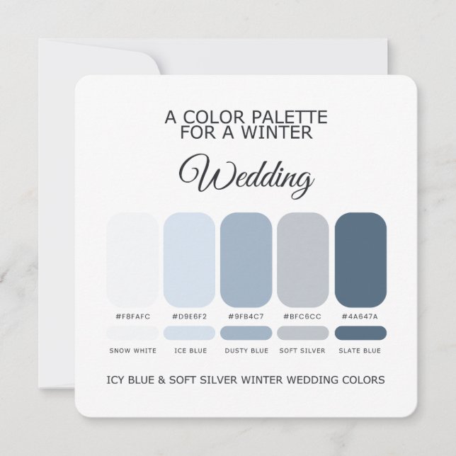 Convites Icy Blue Soft Silver Winter Wedding Palette Card (Frente)