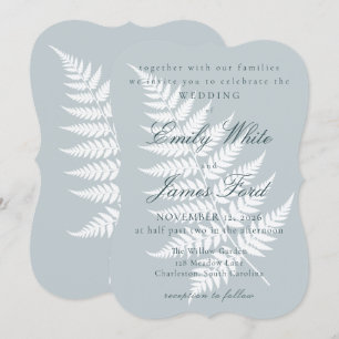 Convites Icy Blue White Fern 5x7 Suporte Casamento