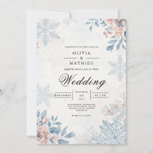 Convites Icy Petal Winter Floral Wedding