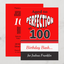 Convites Idade até a Perfecção aos 100 anos | 100.o anivers