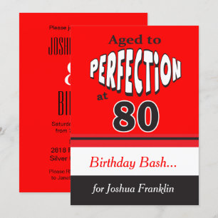 Convites Idade para a Perfecção aos 80 anos  Aniversário