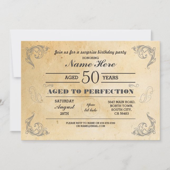 Convites Idade Para A Perfeição Aniversário Em Qualquer Ida (Frente)