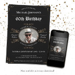 Convites Idade para Perfecção Dourada Black Classy 60º aniv<br><div class="desc">Idade para Perfecção Dourada Black Classy 60th Aniversário. Comemore um aniversário de etapa com estilo com nosso Design de Convite inspirado no Rótulo Whiskey Vintage. Inspirada pela elegância do uísque envelhecido, esta design traz um toque de sofisticação à sua ocasião especial. A design do uísque vintage mostra o celebrante como...</div>