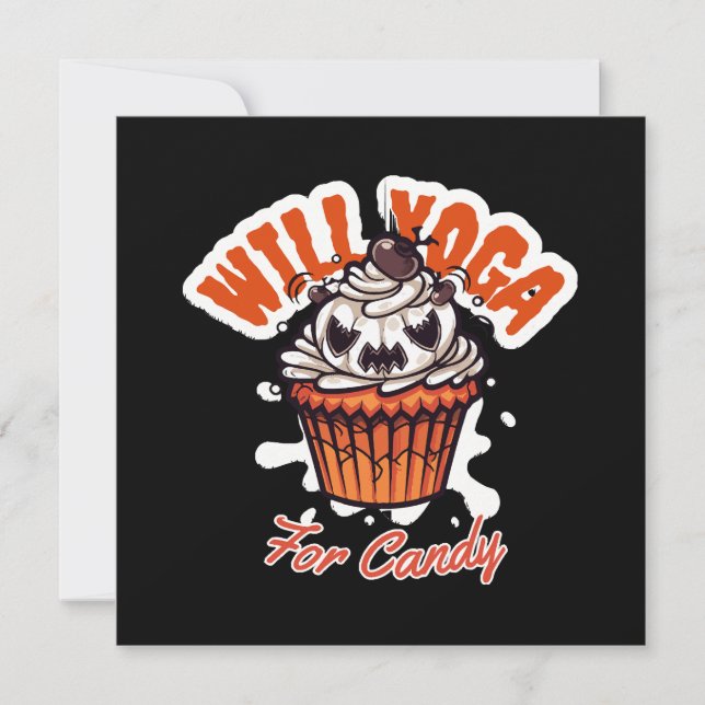 Convites Ideia de Cupcake de Halloween para Yoga das Mães (Frente)