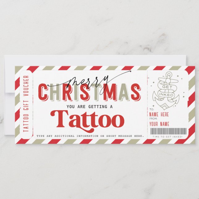 Convites Ideia de Modelo do Presente da Tatuagem de Natal (Frente)