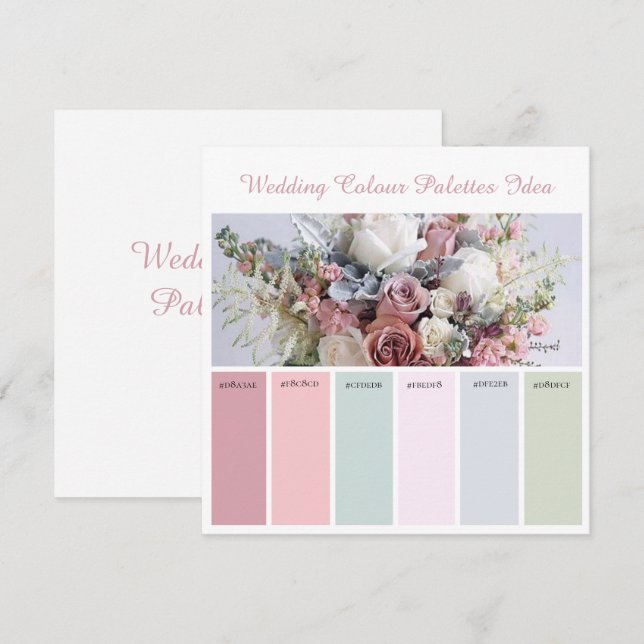 Convites Ideia de paletas de cores para casamento (Frente/Verso)