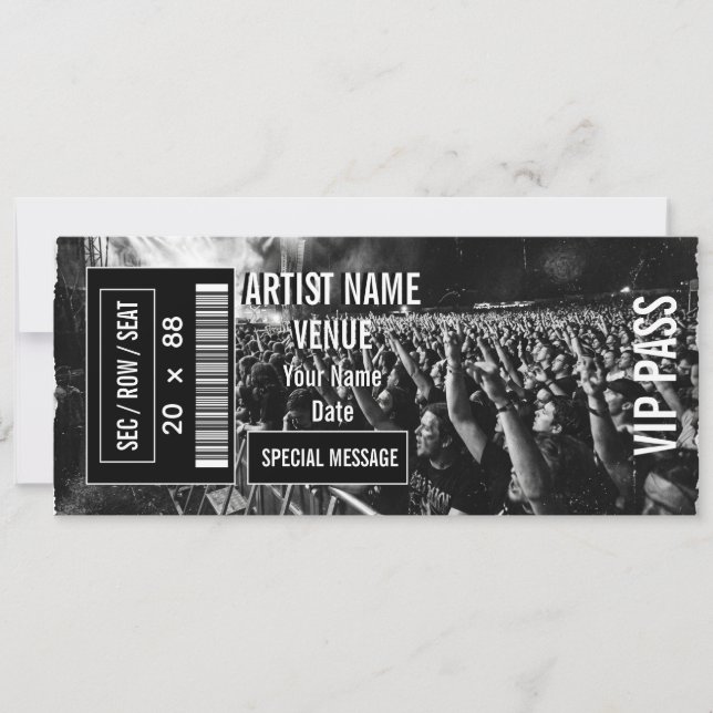 Convites Ideia de presente de ingresso de show personalizad (Frente)