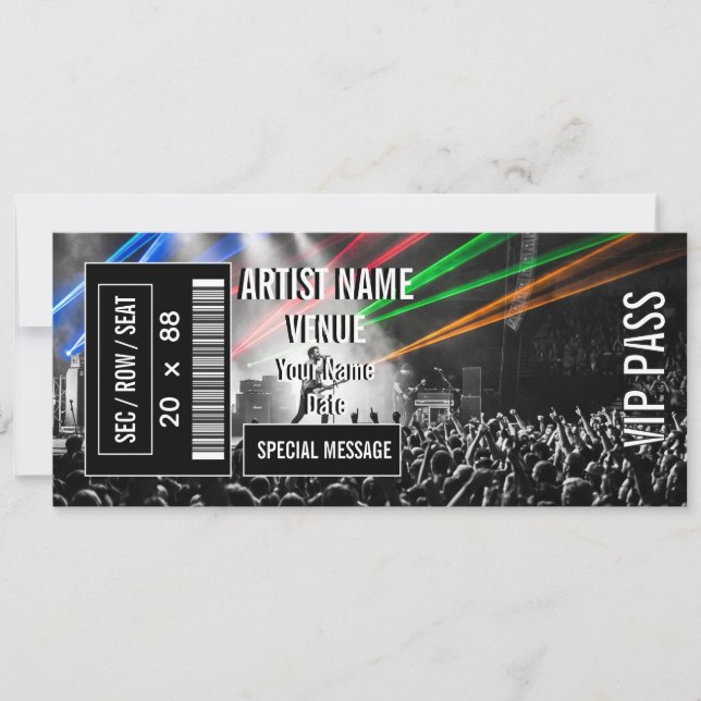 Convites Ideia de presente de ingresso para show DIY Ingres (Frente)