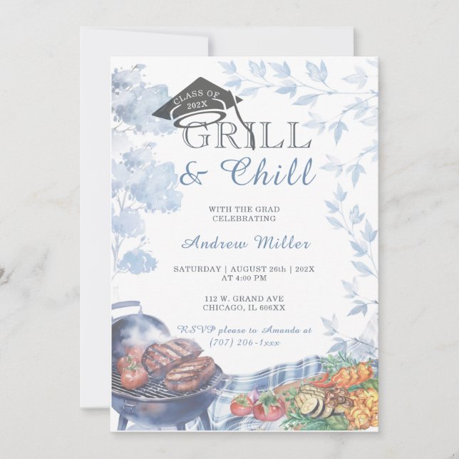 Convites Ideias de Modelo de Formatura Grill e Chill (Frente)