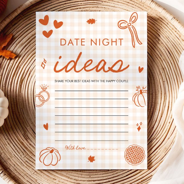 Convites Ideias de Noite de Encontro de Outono Laranja Jogo (Orange Fall Date Night Ideas Bridal Shower Game)