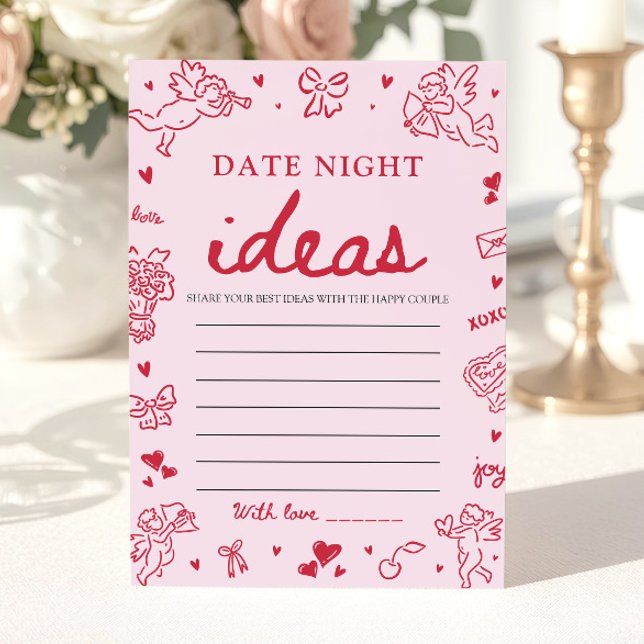 Convites Ideias de Noite de Encontro Rosa Jogo de Chuveiro  (Pink Date Night Ideas Bridal Shower Game)