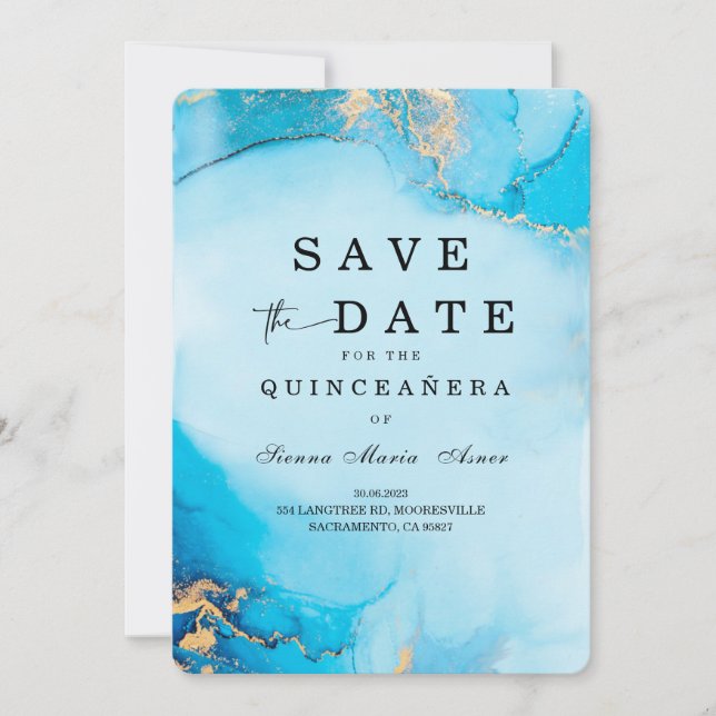 Convites Ideias de Save the Date para Quinceanera (Frente)