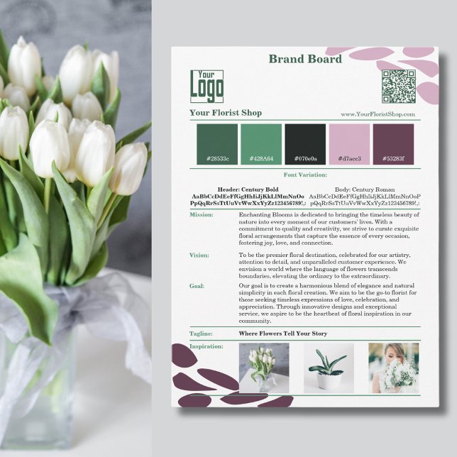 Convites Identidade florescente: placa de Conselho do humor (Blossoming Identity: Florist Brand Mood Board Card)