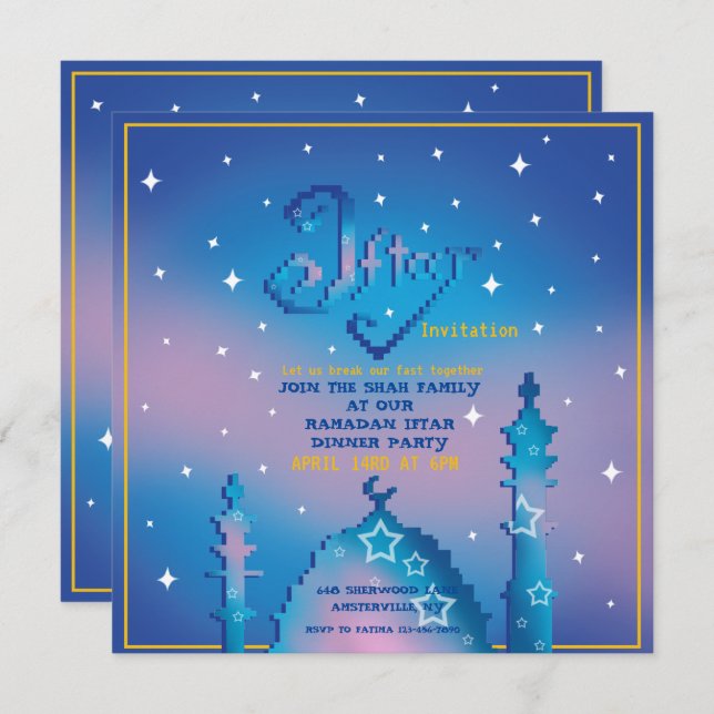 Convites Iftar Personalizado (Frente/Verso)
