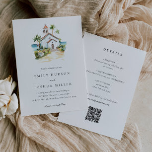 Convites Igreja Católica Tropical Tudo em Um Casamento