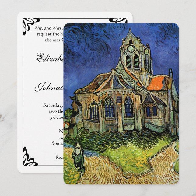 Convites Igreja em Auvers de Vincent van Gogh Casamento (Frente/Verso)