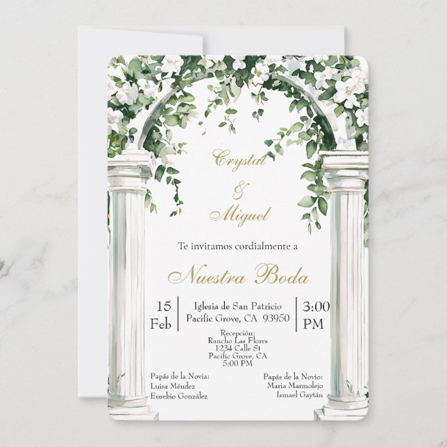 Convites Igreja Floral casamento espanhol   (Frente)
