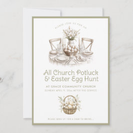 Convites Igreja Neutral Potluck e Páscoa-Ovo