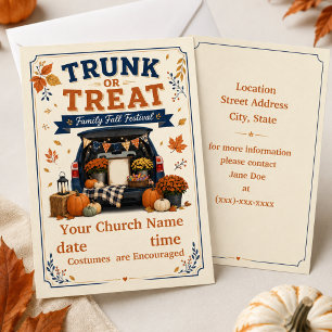 Convites Igreja Trunk or Treat Festival de Outono