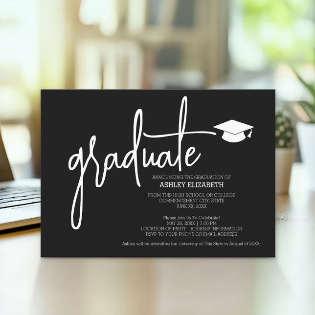 Convites Ikat Modern Festa de formatura (Modern Graduation Announcement and Party Invitation)