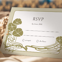 Convites Ilegante Ivory Sage e Dourada RSVP Card