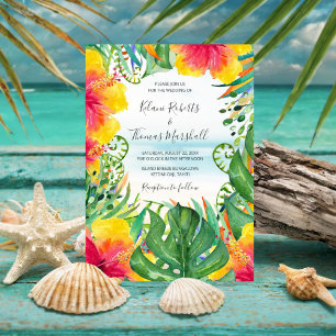 Convites Ilha Breeze  Casamento de Aquarela de Praia Tropic
