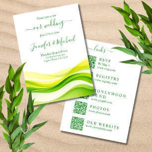Convites Ilha Citrus Verde e Amarelo Casamento - Tudo Em Um