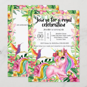 Convites Ilha de Florestas Tropicais, princesa do unicórni