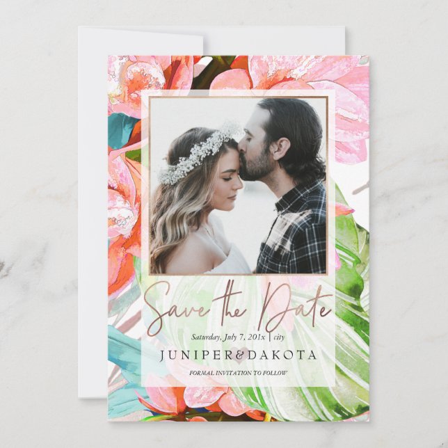 Convites Ilha do PixDezines Orchid, Palms, Data de Salvamen (Frente)