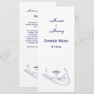 Convites Ilha Nantucket MA Mapa Antigo Azul Marinho