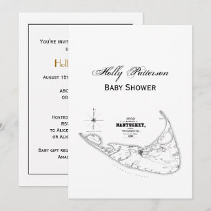 Convites Ilha Nantucket MA Mapa Antigo Preto