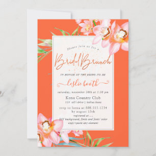 Convites Ilha PixDezines Orchid, Bridal Brunch Orange
