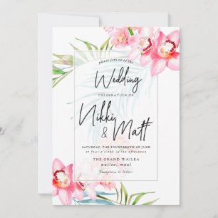 Convites Ilha PixDezines Orchid, Casamento Tropical