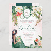 Ilha Tropical Emerald Green Floral Quinceañera