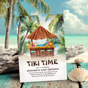Convites Ilha Tropical Tiki Bar Beach Birthday