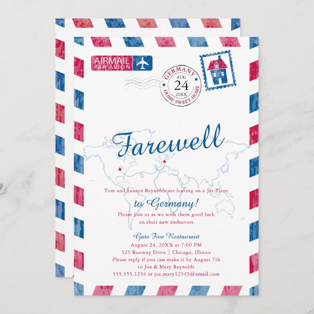 Convites Illinois para Germany Airmail Moving (Frente/Verso)