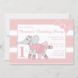 Convites Illusima Ballerina Elefante Bebê Rosa Aniversário