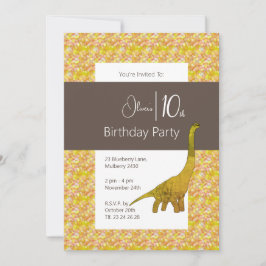 Convites Illusima Dinossaur Brown Yellow 10º Aniversário