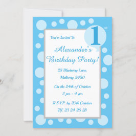 Convites Illusima Light Blue Spots & Dots Boys primeiro ani