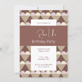 Convites illusima Morango Vanilla primeiro aniversario Icec