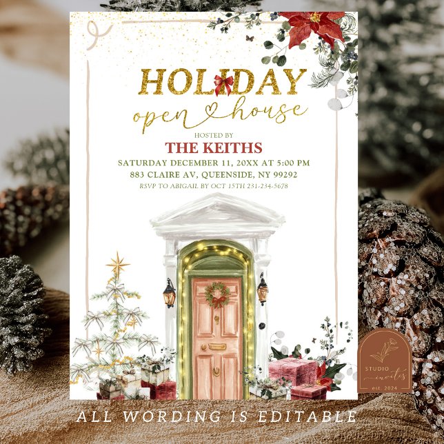 Convites Illustration Christmas Holiday Open House (Criador carregado)