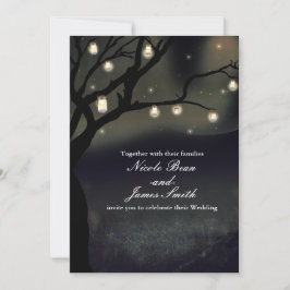 Convites Iluminação de Árvore Noturna Rústica e Luminárias 