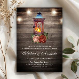 Convites Iluminação Floral em Madeira Rústica para Casament
